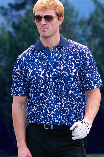 Tan-Through Sportshirts Graphic Polo Blue Jumble 